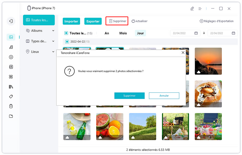 suppression des photos iphone mais pas icloud avec icarefone